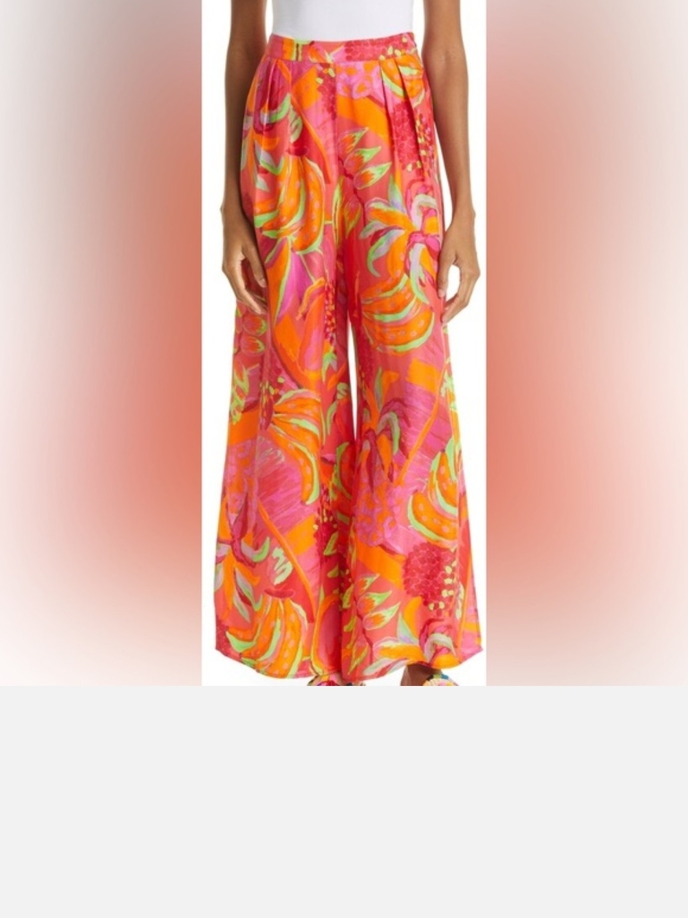 Farm Rio Bright Orange Fruit Print Wide-Le Pants - Picture 2 of 4
